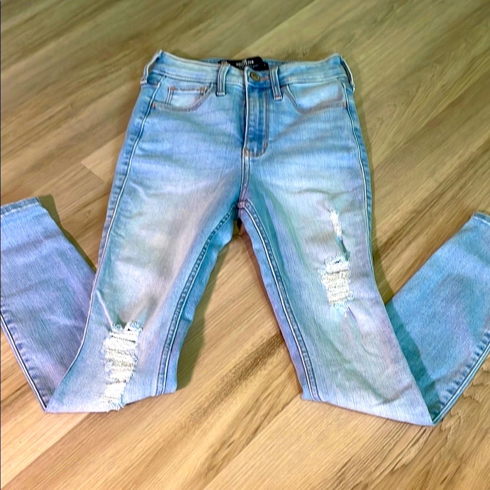 Hollister Blue Skinny Jeans with Distressed Details